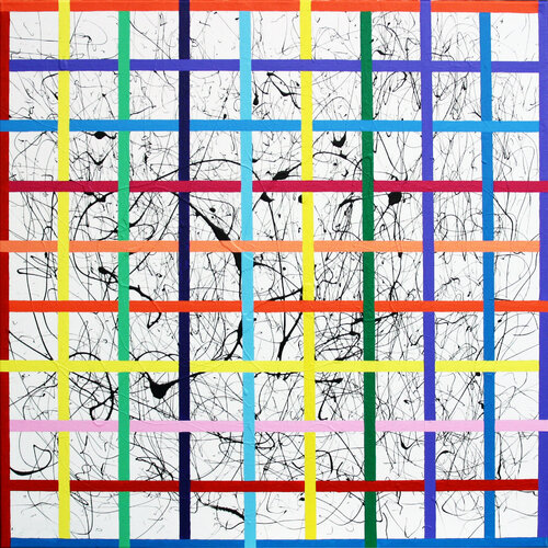 Quadrillage sur dripping by Michel Debully, 회화 for Sale on Singulart