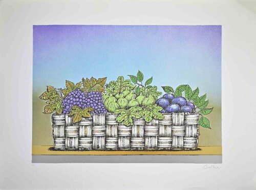 Still Life with Basket of Fruit van Bruno Caruso, Afdruk te koop op Singulart