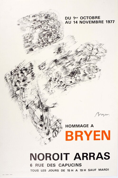 Hommage à l'artiste, Affiche originale d'époque signée Camille Bryen