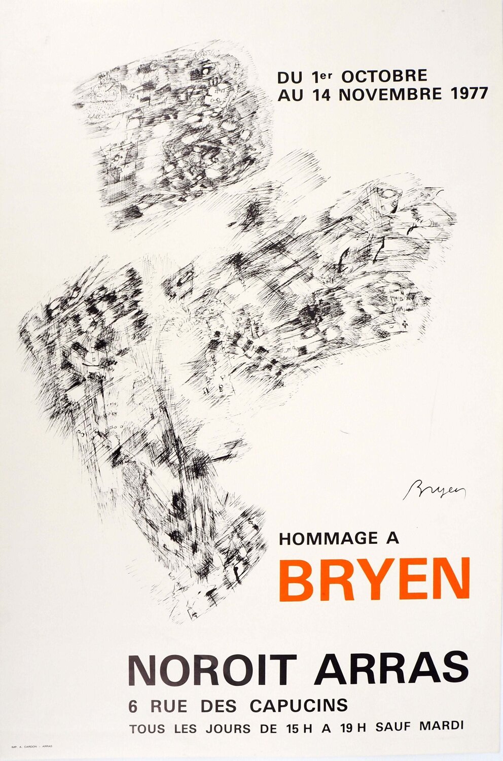 Hommage à l'artiste, Affiche originale d'époque signée Camille Bryen Impresión en venta