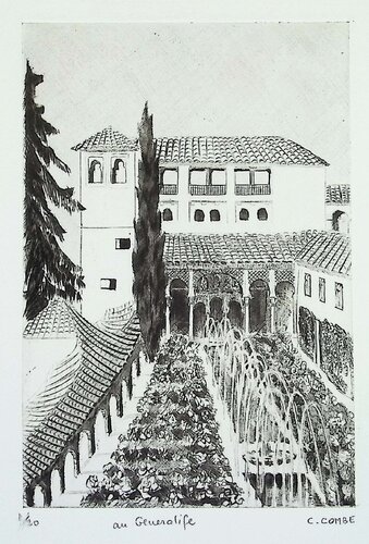 Au Generalife(grenade) van Camille Combe, Afdruk te koop op Singulart