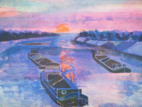 Hommage à Monet, Impression Soleil Levant von Camille Hilaire, Druck kaufen auf Singulart