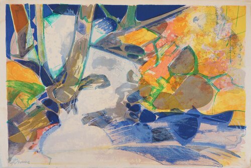 Paysage éclatant, Lithographie originale signée Camille Hilaire