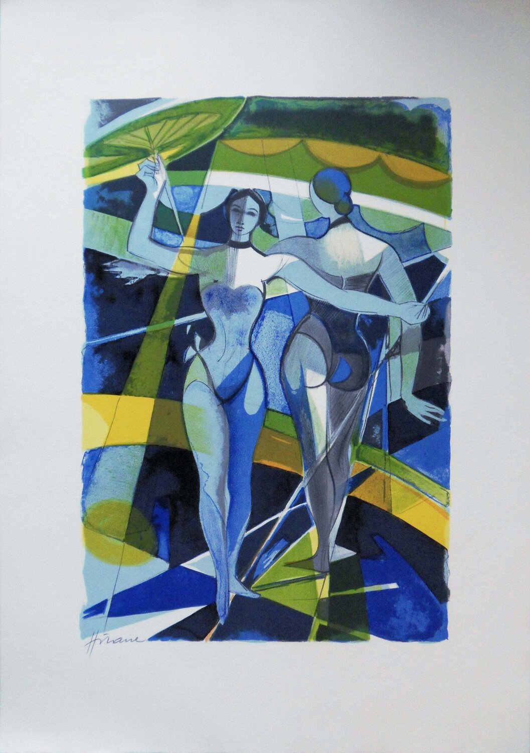 Cirque, les funambules, Lithographie originale signée Camille Hilaire Stampa in vendita