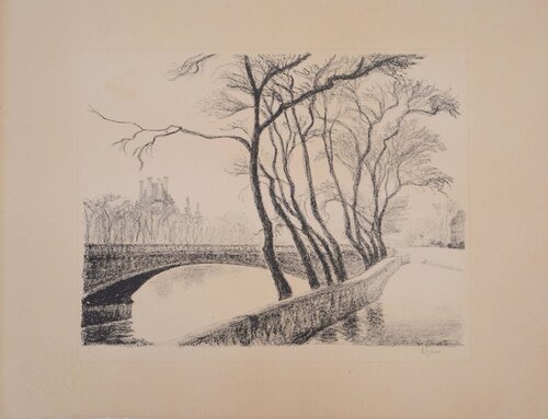 Paris, la Seine et le Quai d'Orsay, Lithographie originale signée par Charles Lacoste, Édition en vente sur Singulart
