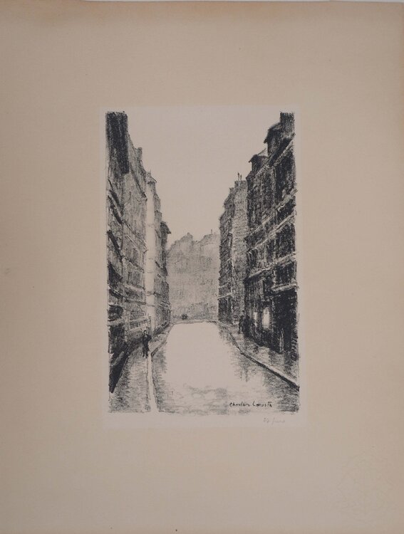 Vieux Paris, la Rue Bonaparte, Lithographie originale signée Charles Lacoste