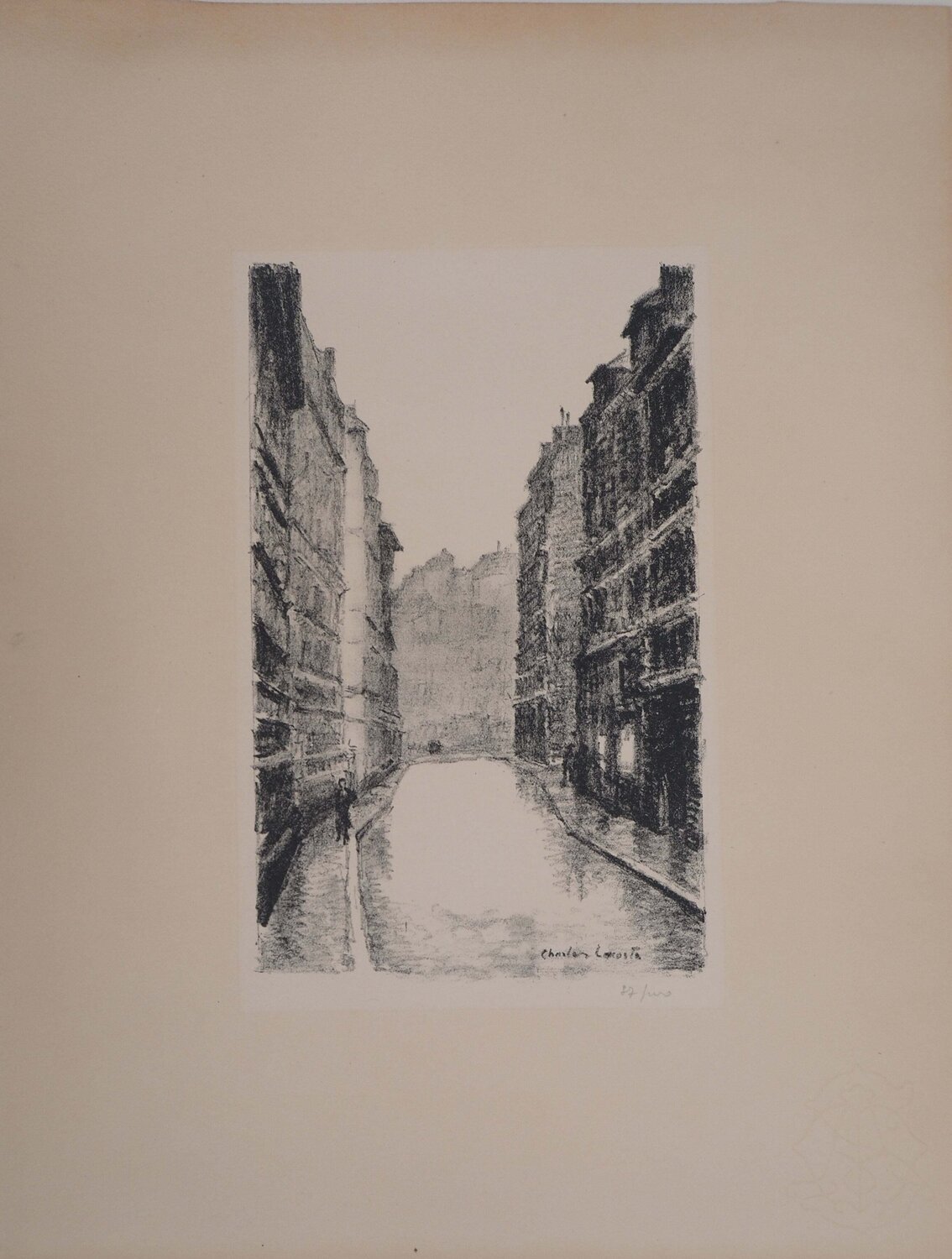 Vieux Paris, la Rue Bonaparte, Lithographie originale signée Charles Lacoste Stampa in vendita