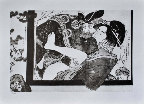 Plaisir du marin hollandais, Lithographie érotique japonaise Chokosai Eisho