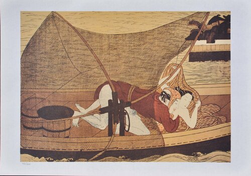 Le batelier, Lithographie érotique japonaise di Chubunsaï Yeishi, Stampa in vendita su Singulart
