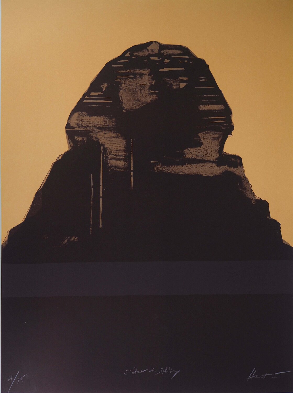 Egypte, Le Sphinx (2ème état), Lithographie originale signée Claude Hastaire Afdruk te koop