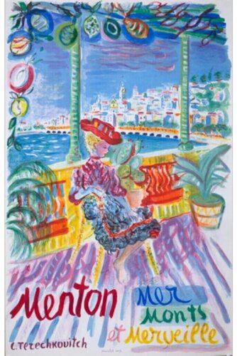 Menton Vintage French Travel Poster von Constantin Terechkovitch, Druck kaufen auf Singulart