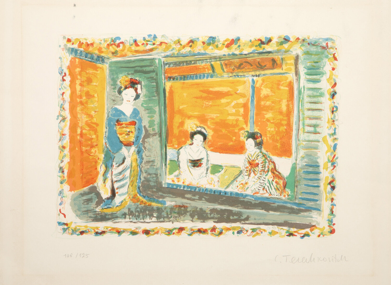 Japanese Interior Constantin Terechkovitch Stampa in vendita