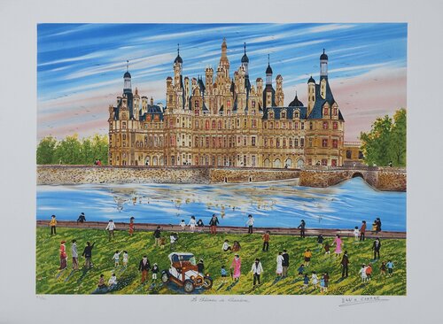 le château de Chambord, Lithographie originale Dan Gandre