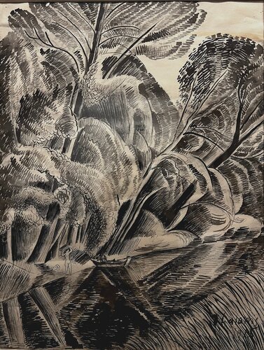 Nude in a landscape by Demetrios Galanis, Work on Paper for Sale on Singulart