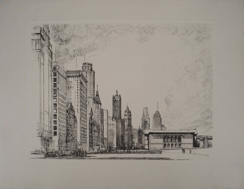 Chicago : Michigan Avenue n°2, Gravure originale signée par Donald-Shaw MacLaughlan, Édition en vente sur Singulart