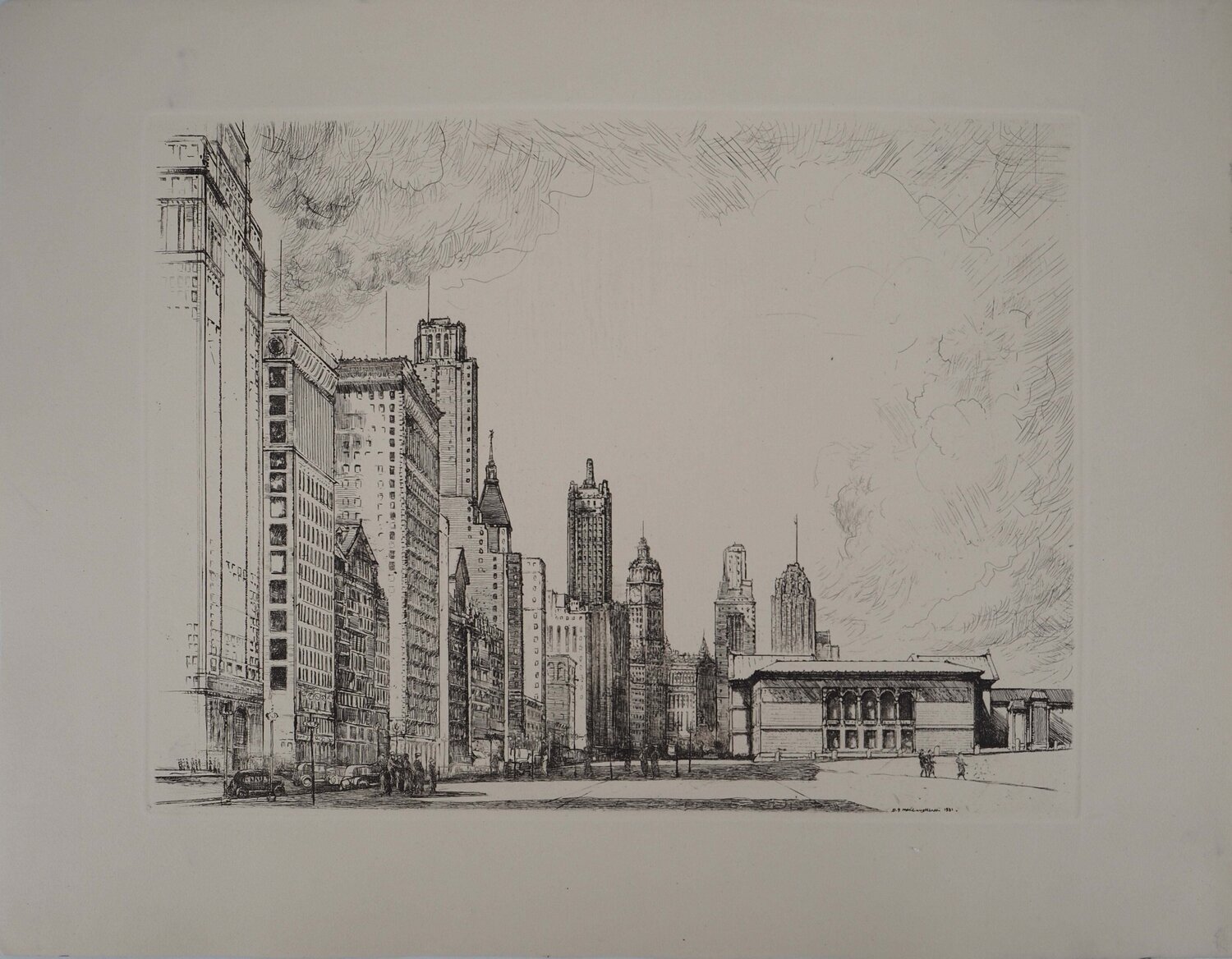 Chicago : Michigan Avenue n°2, Gravure originale signée Donald-Shaw MacLaughlan Impresión en venta
