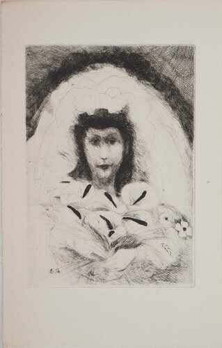 Mariée voilée au bouquet von Edouard Goerg, Druck kaufen auf Singulart