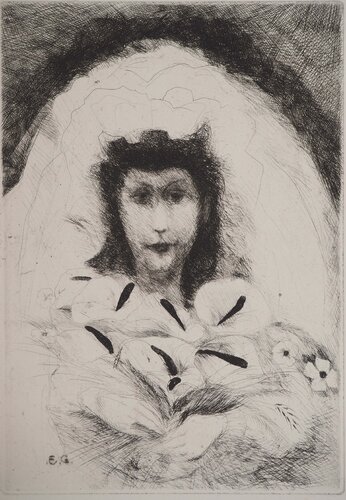 Mariée voilée au bouquet par Edouard Goerg, Édition en vente sur Singulart