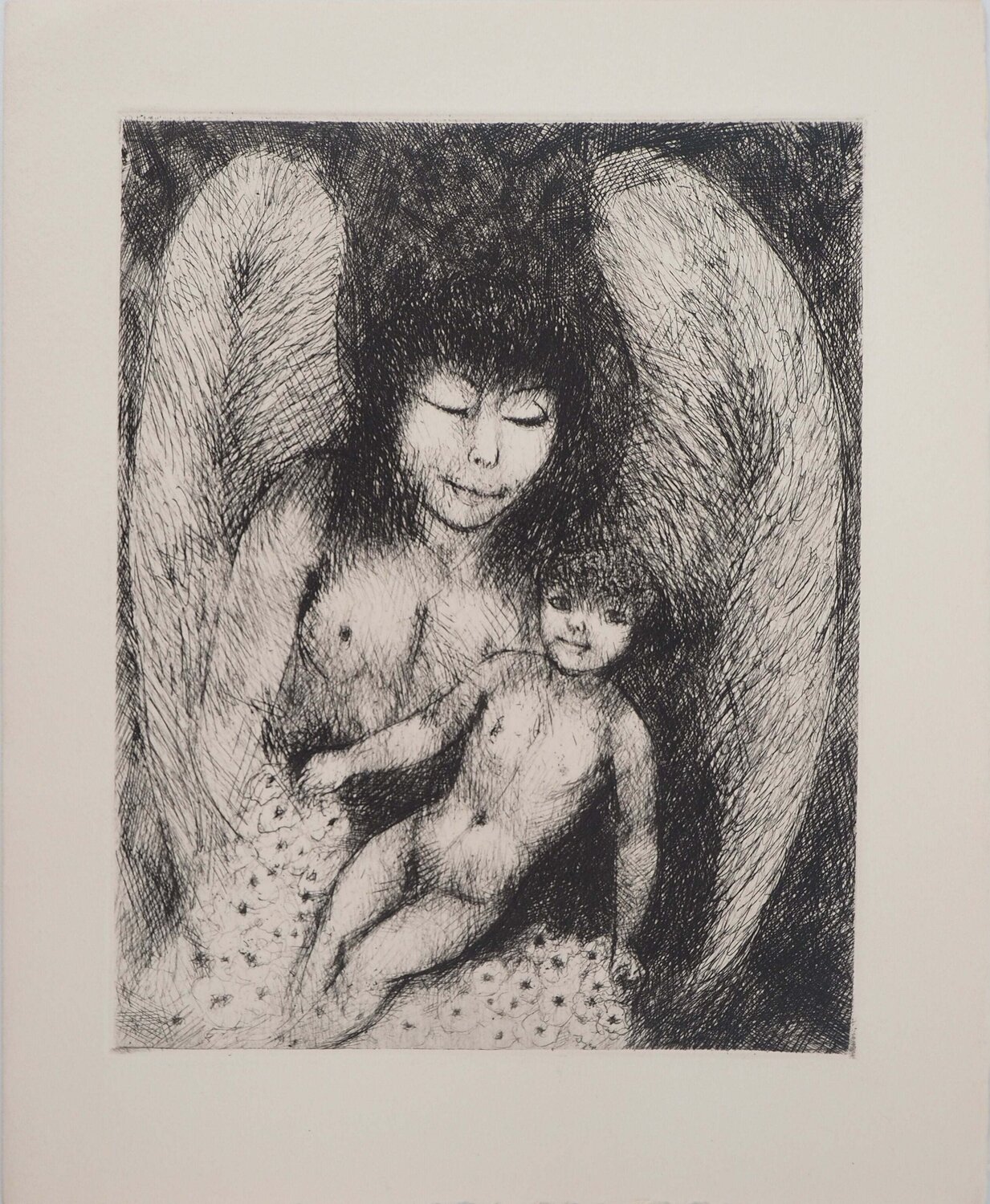Ange et l'enfant  Edouard Goerg Print for sale