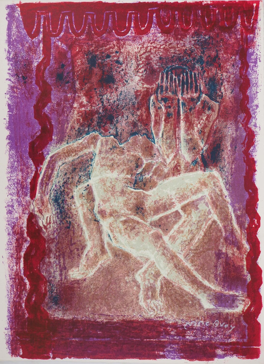 Théâtre, La Tragédie, Lithographie originale signée Edouard MacAvoy Impresión en venta