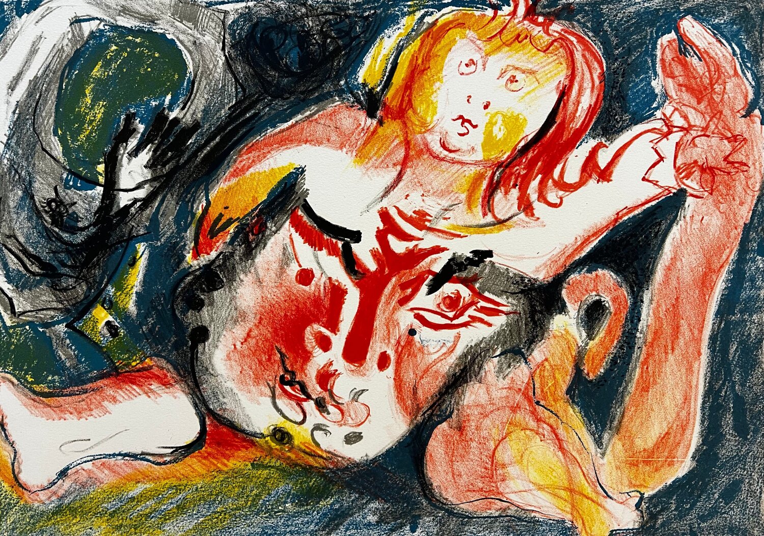 Man with Child  Edouard Pignon Stampa in vendita