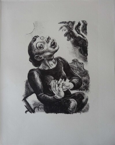 Femme à l’oiseau chanteur, Lithographie originale de Edy Legrand, Impresión a la venta en Singulart