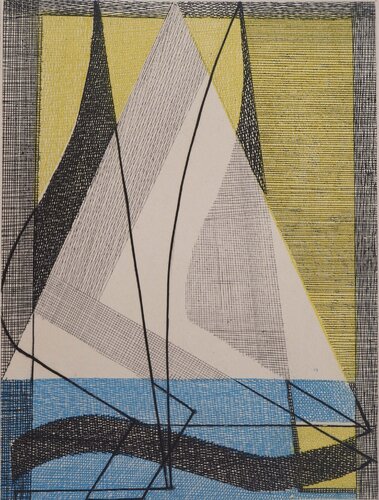 Motif bleu et vert van Elisabeth La-Mauviniere, Afdruk te koop op Singulart