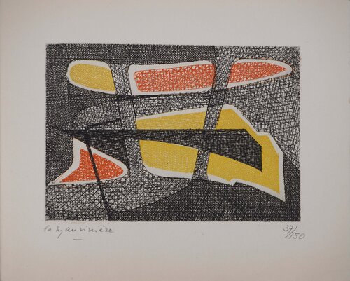 Motif rouge et jaune Elisabeth La-Mauviniere