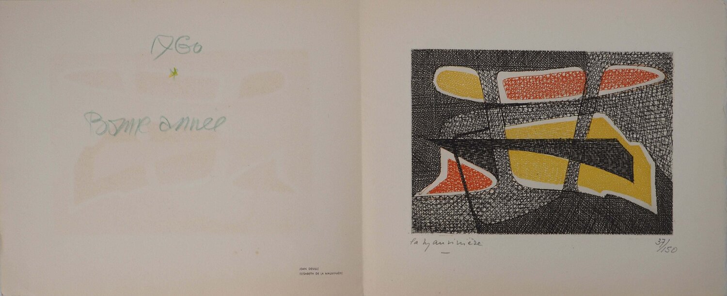 Motif rouge et jaune Elisabeth La-Mauviniere Print for sale