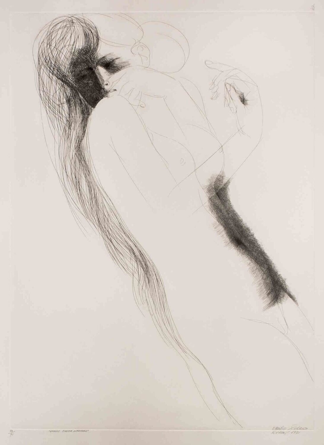 Grande Figura Diagonale Emilio Greco Stampa in vendita