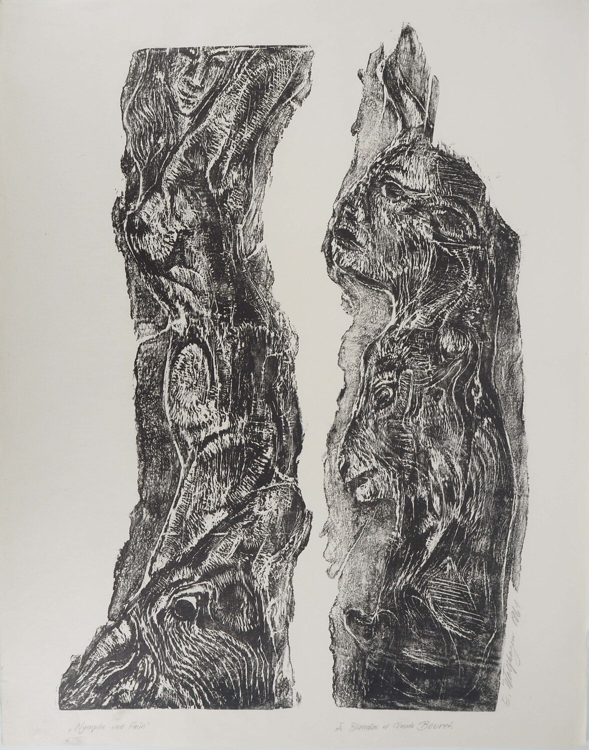 Nymphe et Faune Ernst Wolfhagen Afdruk te koop