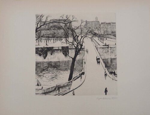 Paris, le Petit pont, Gravure originale signée von Eugene Corneau, Druck kaufen auf Singulart