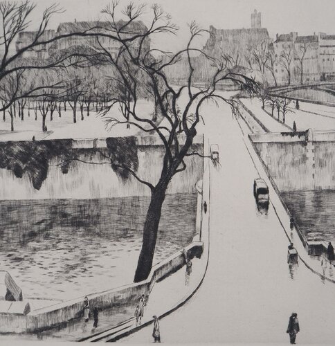 Paris, le Petit pont von Eugene Corneau, Druck kaufen auf Singulart
