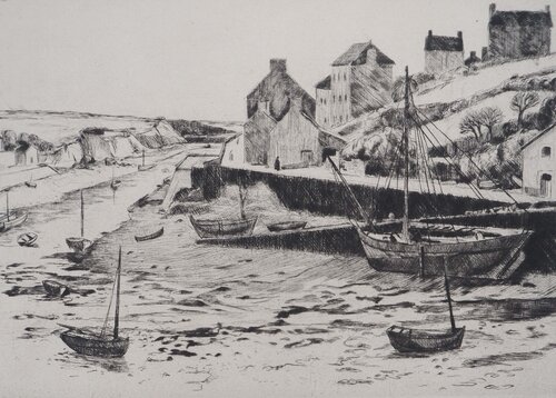 Bretagne : le port à marée basse Eugene Corneau
