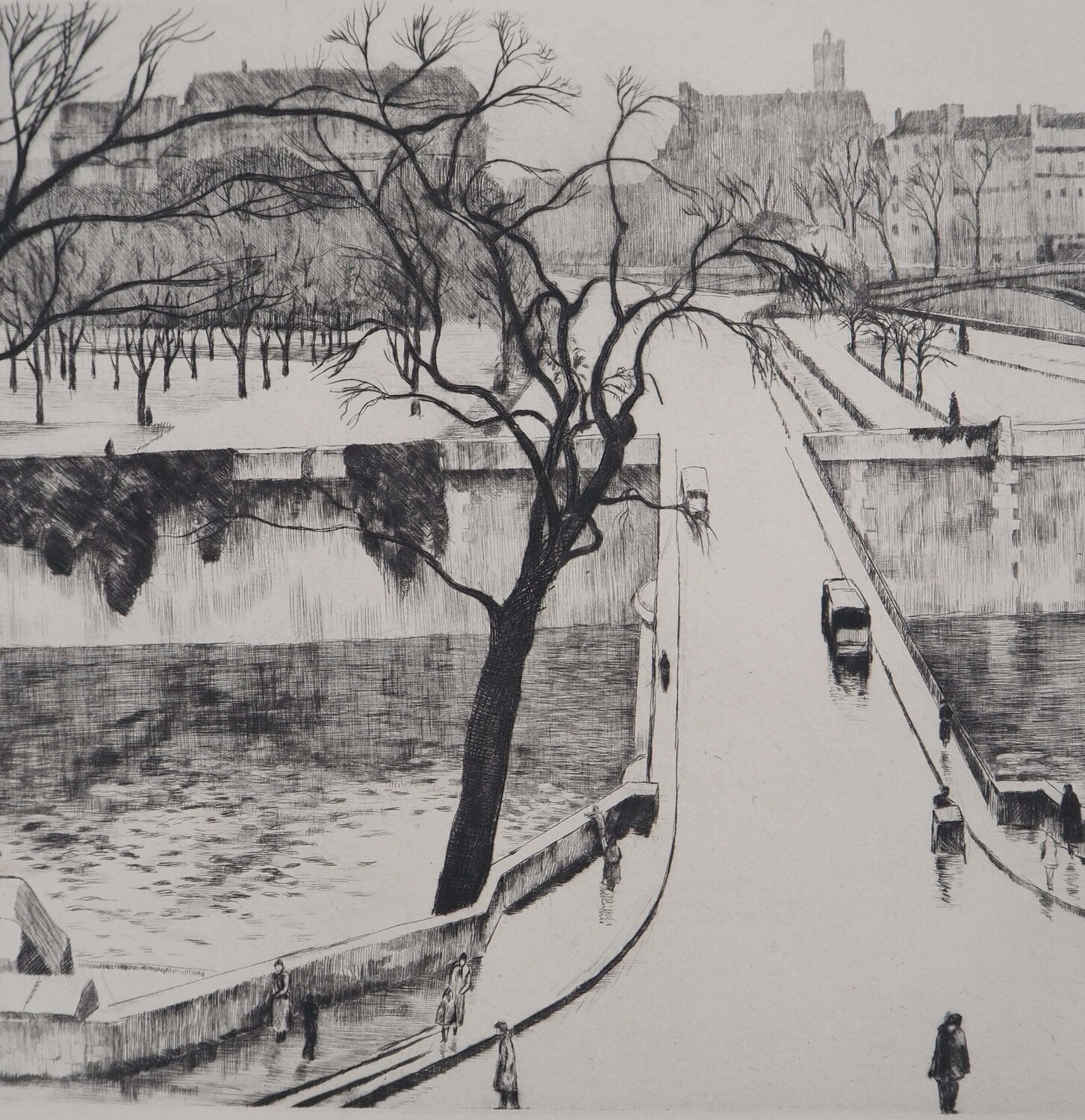 Paris, le Petit pont Eugene Corneau Druck zu verkaufen