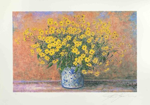 Vase of Jerusalem Artichoke Flowers by Franco Bocchi, Print for Sale on Singulart