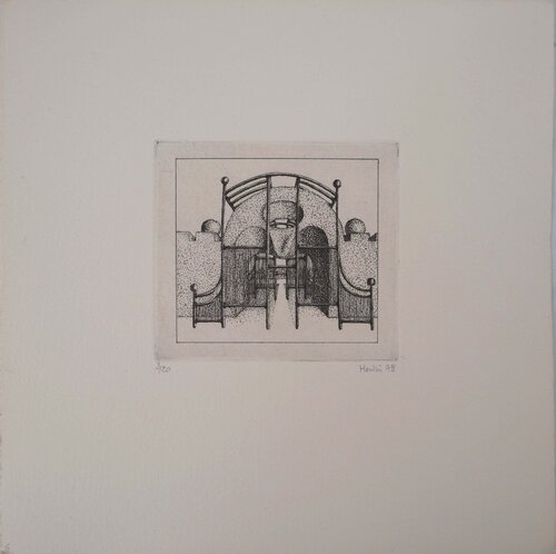 Passage sous un buisson, Gravure originale signée François Houtin