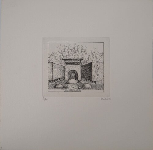 Vue sur l'Arche, Gravure originale signée François Houtin