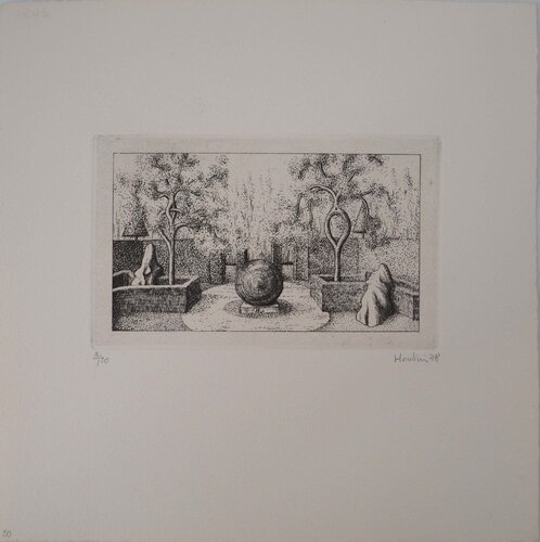 Arbre en Topiaire, Gravure originale signée François Houtin