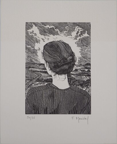 Femme regardant un paysage orageux by François Maréchal, 版画 for Sale on Singulart