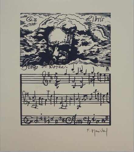 Le compositeur Beethoven, Gravure sur bois originale signée François Maréchal