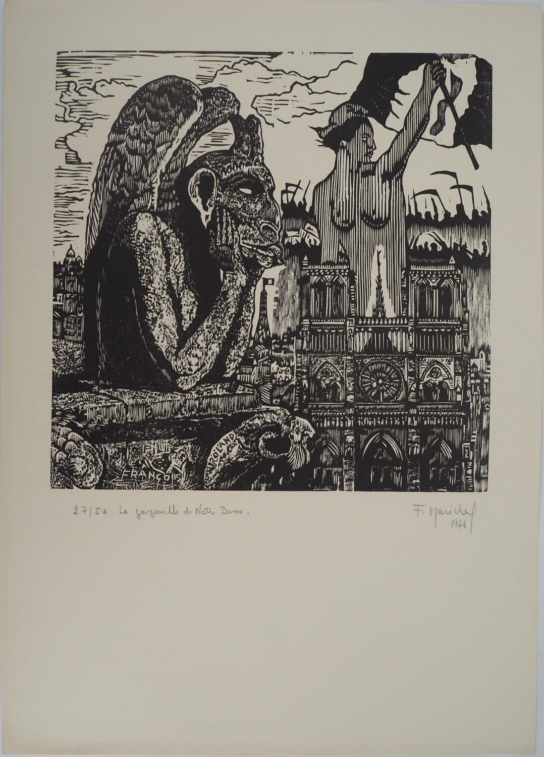 La gargouille de Notre Dame François Maréchal Druck zu verkaufen