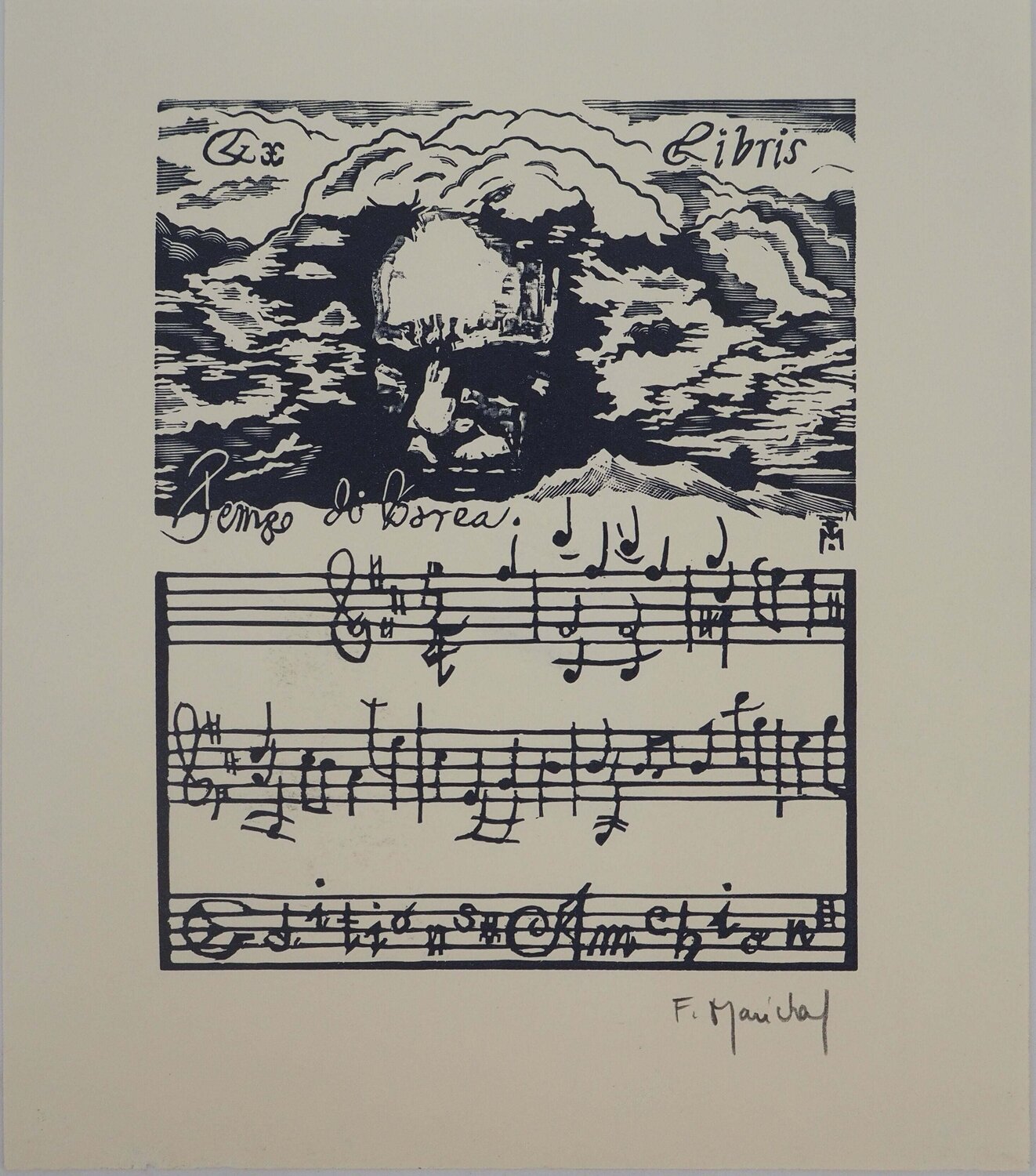 Le compositeur Beethoven, Gravure sur bois originale signée François Maréchal Édition à vendre