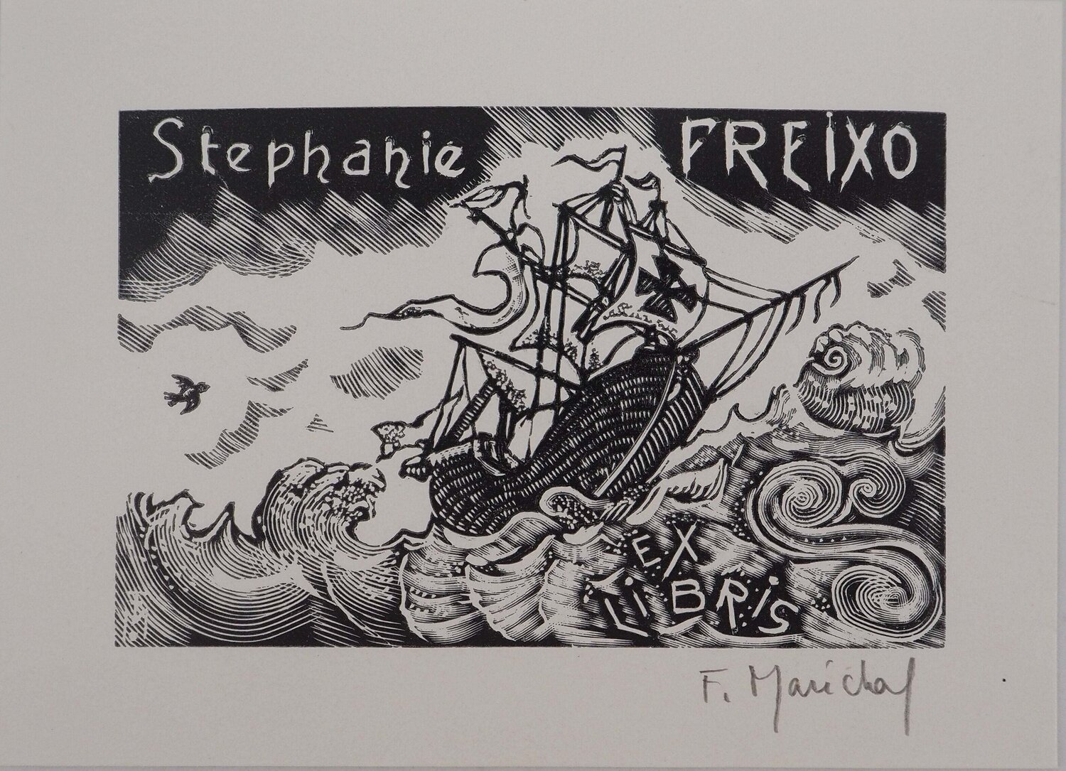 Tempête et navire François Maréchal Stampa in vendita