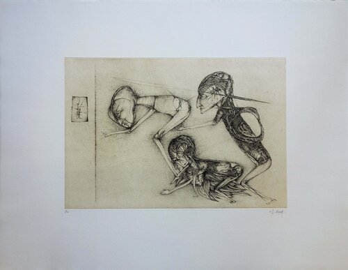 Le miroir, Gravure originale signée Fred Deux