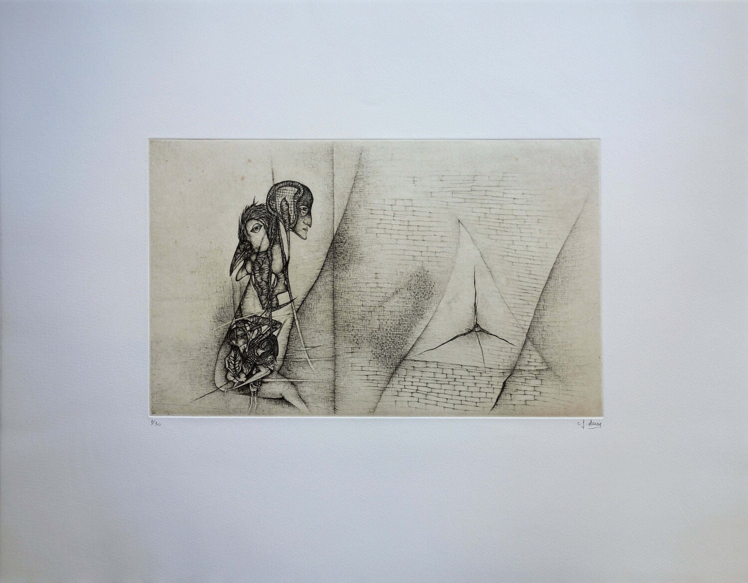 La question, Gravure originale signée Fred Deux Afdruk te koop