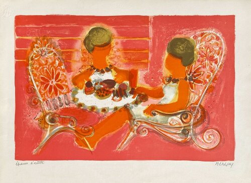 1969 - Femmes prenant le thé von Frédéric Menguy, Druck kaufen auf Singulart