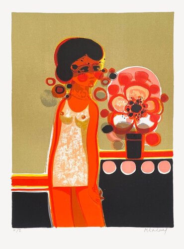 1975 - Les Angéliques - pensive (avec marges) van Frédéric Menguy, Afdruk te koop op Singulart