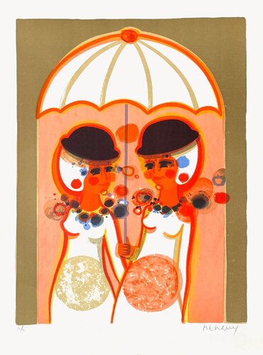 1975 - Les Angéliques - le parapluie (avec marges) par Frédéric Menguy, Édition en vente sur Singulart