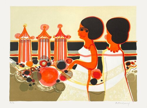 1975 - Les Angéliques - la plage II (avec marges) par Frédéric Menguy, Édition en vente sur Singulart